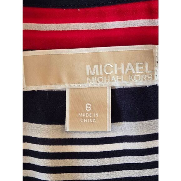 MICHAEL Michael Kors Womens Red White Blue Stripe Sleeveless Blouse Size 8 - Picture 2 of 10